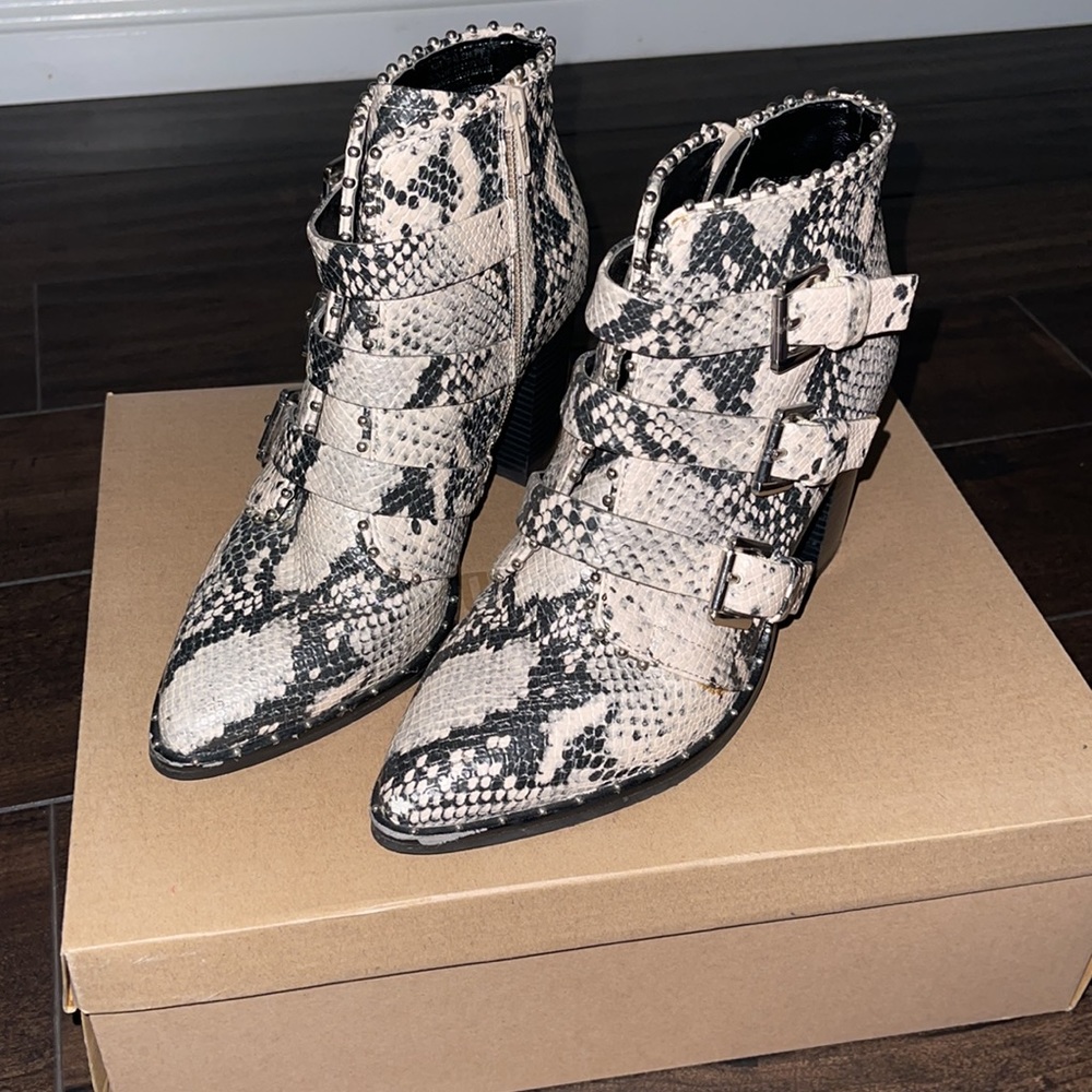 Steve Madden snake print booties